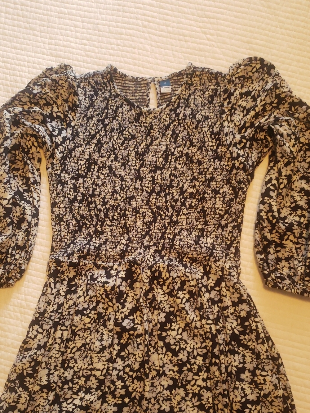 Old Navy Blue and Cream Floral Smocked Dress Never Worn!